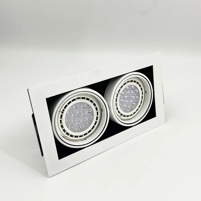 Modern Design 12W/20W/25W LED Downlight Double-Head Aluminum Frame Square Ceiling Recessed Anti-Glare Downlight