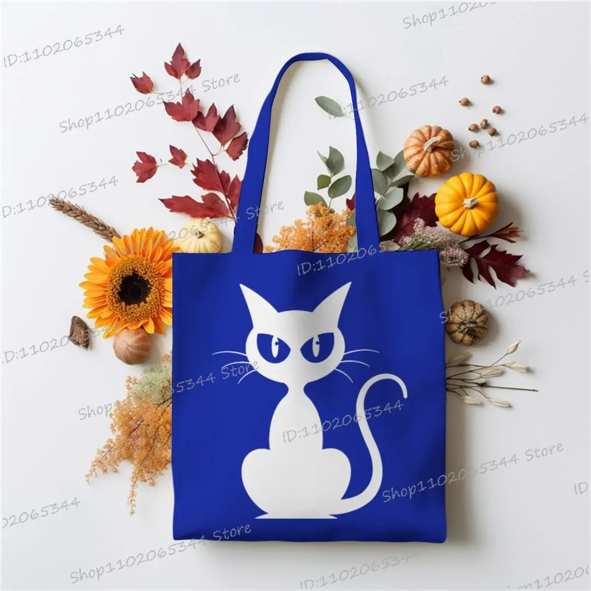 مضيئة نمط القط حمل حقيبة للنساء ايكو قابلة لإعادة الاستخدام حقائب كتف سعة كبيرة قماش عادية Harajuku التسوق المتسوق حقيبة يد