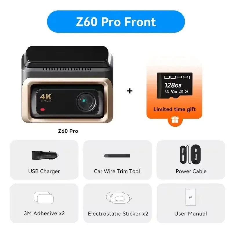 2025 hot sale DDPAI Z60 4K Single/Dual Lens Dash Cam  LCD Touch Screen Video Recorder Mini  Night Visio