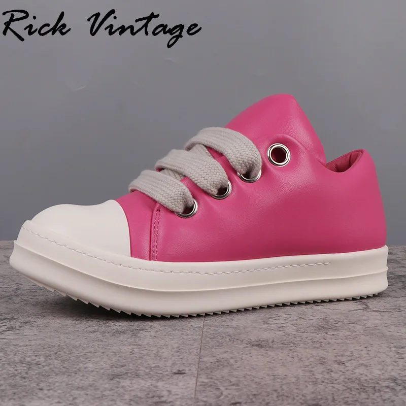 Rick Vintage Mężczyźni i kobiety Trampki Moda Grube buty sportowe Okrągła głowa Sznurowane buty codzienne Grube LACES Markowe buty designerskie