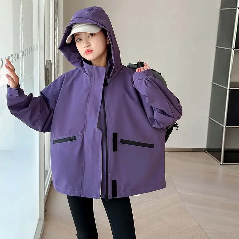 

2025 New Girls Autumn Windbreaker Jacket Stylish Kids Windproof Coat