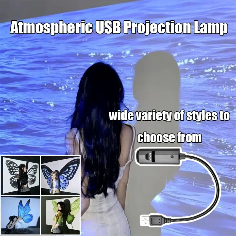 Various Styles Sunset Projection Light Interchangeable Slides 360 Degree Rotating Romantic Decor Light Flexible Neck USB Powered