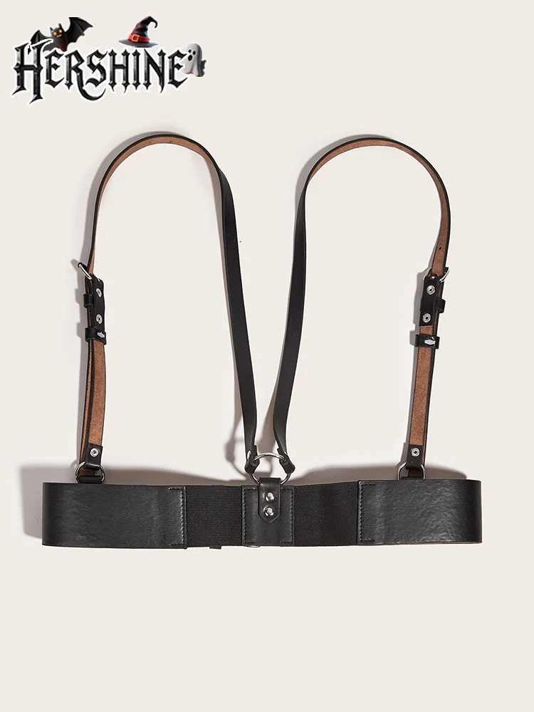 HERSHINE цельный женский черный широкий пояс, двухслойный плечевой ремень Y2K, аксессуар на Хэллоуин в готическом стиле, модный предмет
