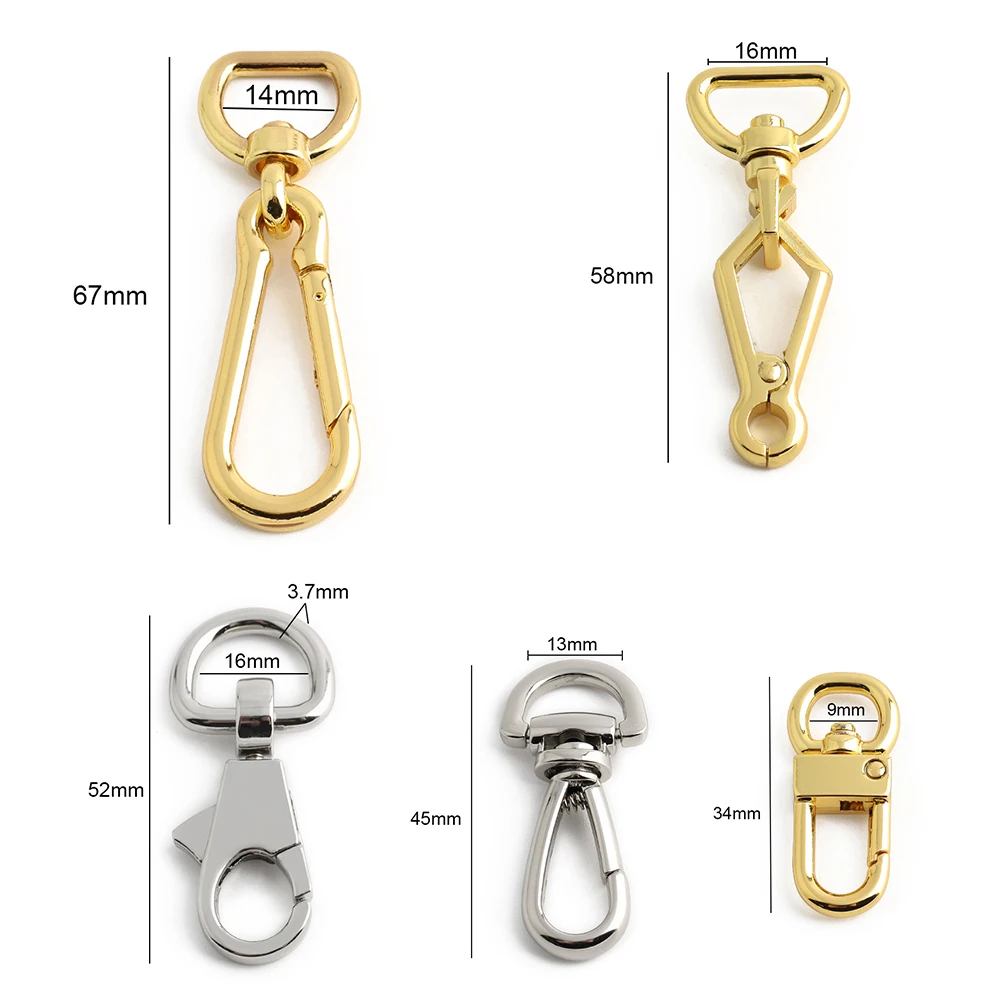 10/50/100PCS Metal Carabiner Snap Hook Trigger Swivel Buckle For Keychain Dog Collar Lobster Clasp Rotatable Spring Accessories