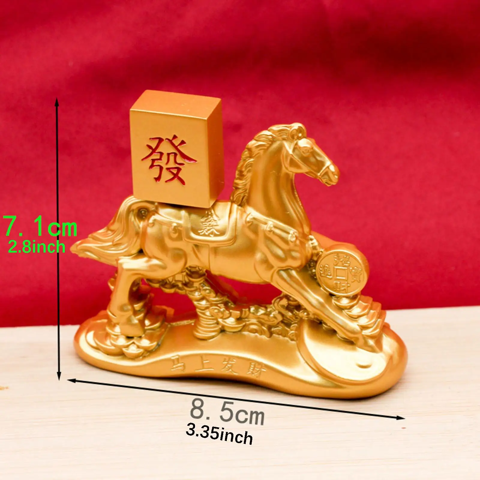 Chinese Zodiac Horse Statue Zinc Alloy Feng Shui Decorative Figurine for Tabletop Home Office