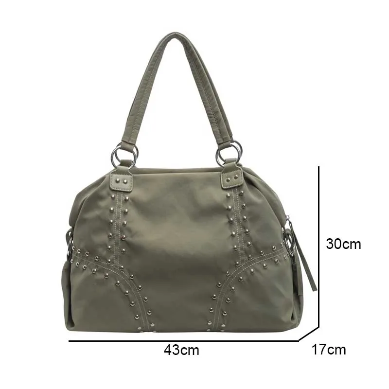 

Commuter Bag Sli Autumn Trend Youth Fashionable Nylon Rivet Pure Color Bags Handbag Underarm Tote Bag Women's Large Shoulde Bag