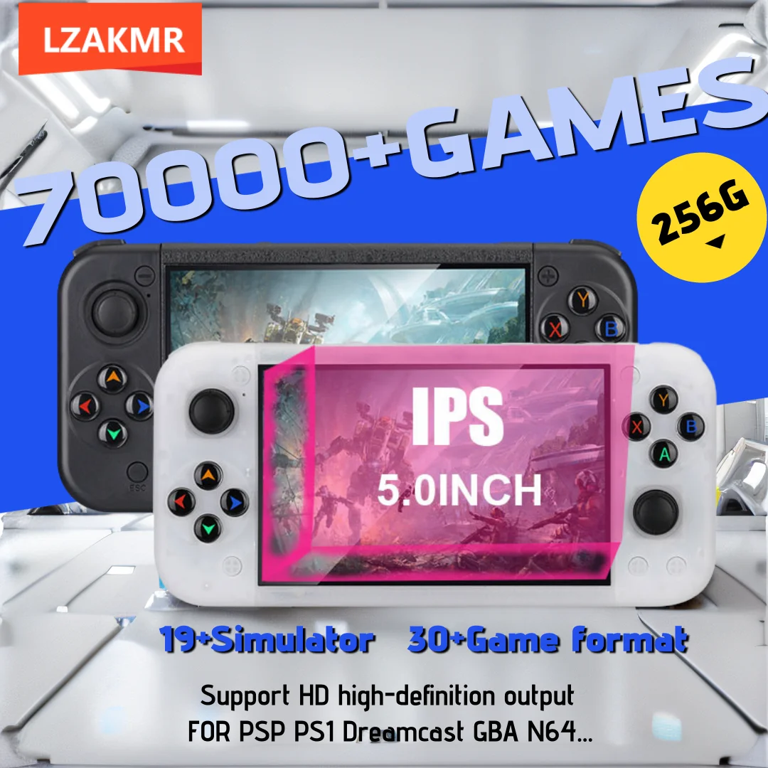 

Portable Pocket Video Player RG50XX 256G 70000+Games 5.0”Screen Linux Supports 19 emulators For PS1 PSP Game Console Retro