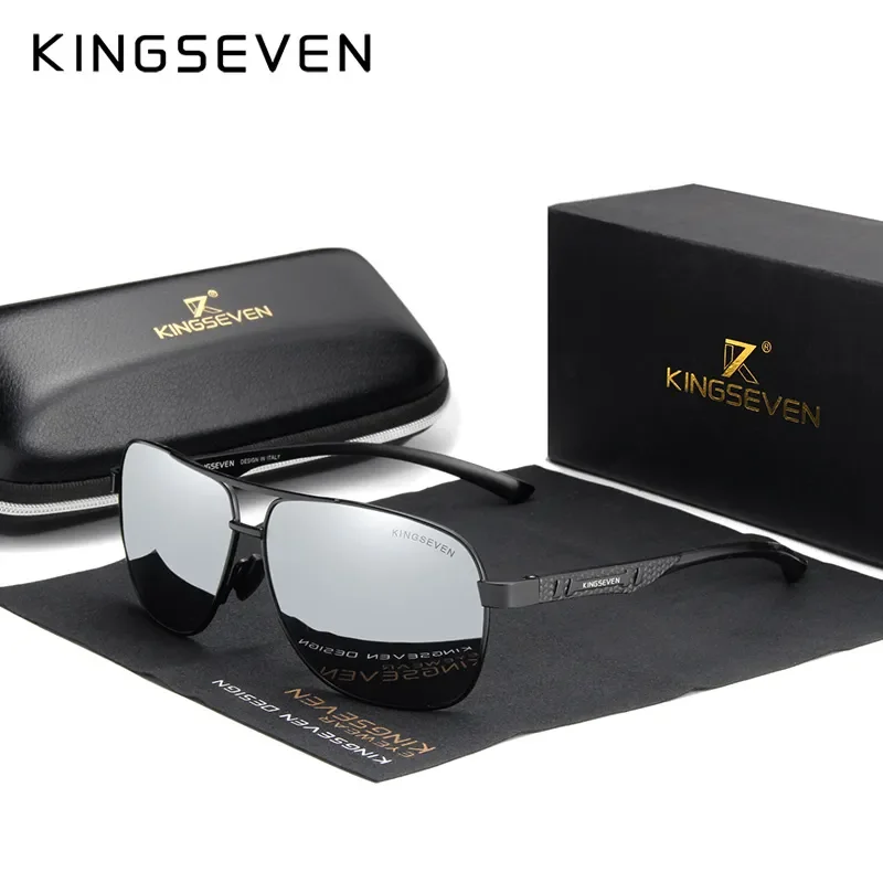 Okulary przeciwsłoneczne KINGSEVEN damskie męskie z polaryzacją i lustrzanymi szkłami, okulary w stylu vintage do prowadzenia samochodu, aluminiowe zauszniki, Gafas de sol Masculino