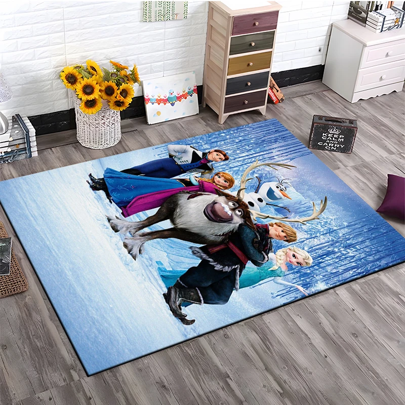 Disney Frozen Cartoon Ice Sister Large Area Rug Carpets Home Living Rooms Children\'s Kids Bedroom Sofa Doormat Floor Mats MINISO