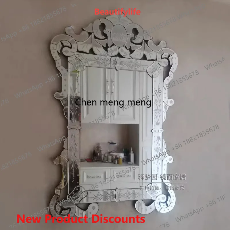 03 Carved decorative entrance bathroom mirror, cosmetic mirror, export quality