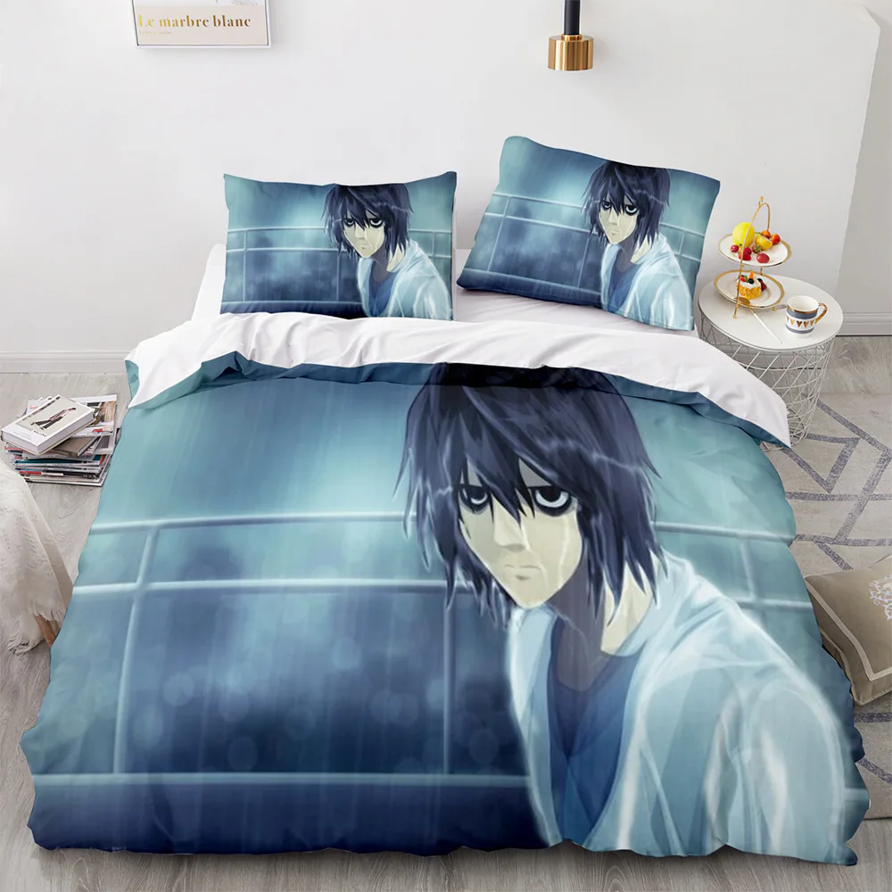 3D Death Note Bedding Set Anime Soft Quilt Duvet Cover Single Twin Full Queen King Size Pillowcase Bed Comforter Cover Decor Bed