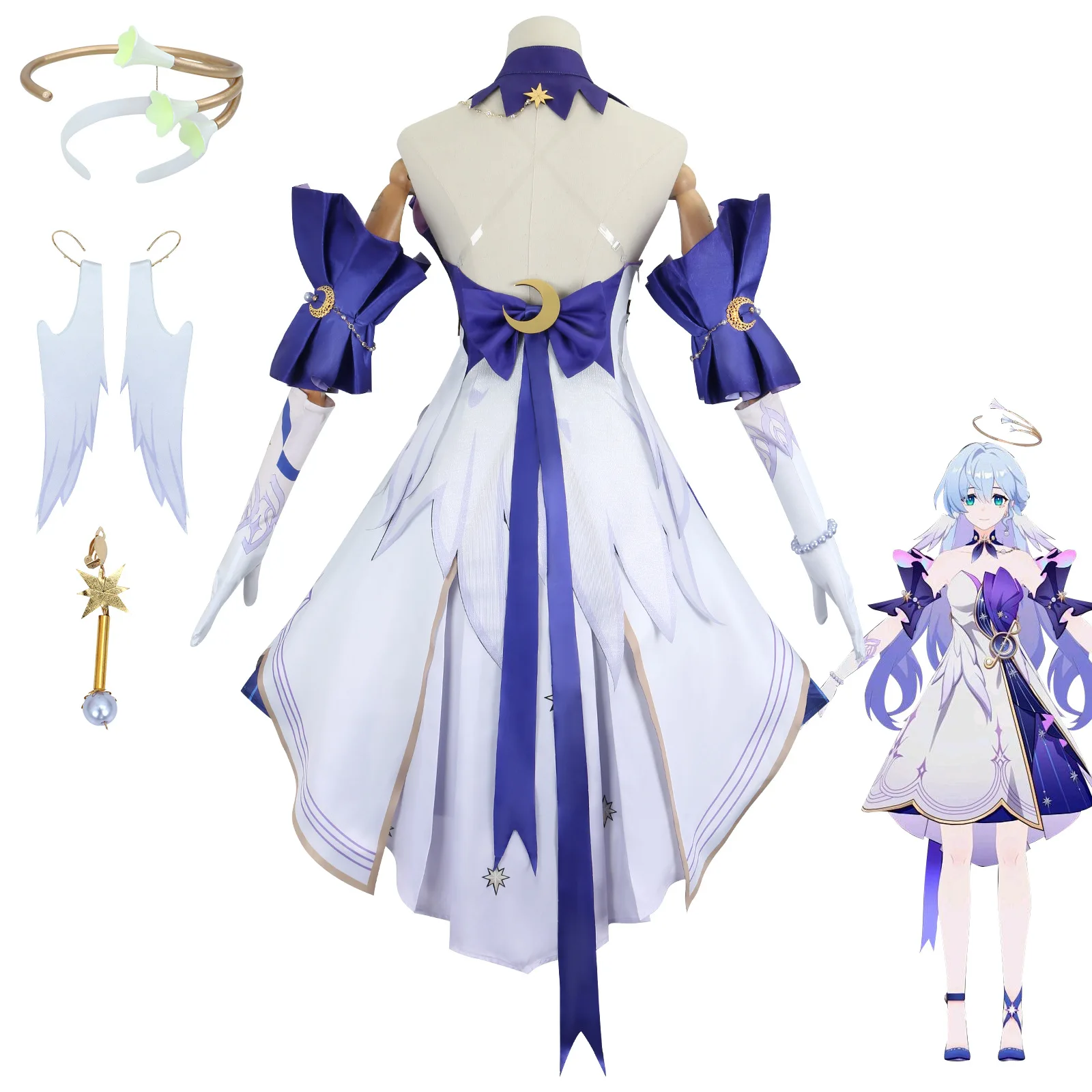 Robin Cosplay Game Honkai Star Rail Robin Cosplay Costume Anime 3D Print Dresses Wig Role Play Uniform Full Set for Women Girls