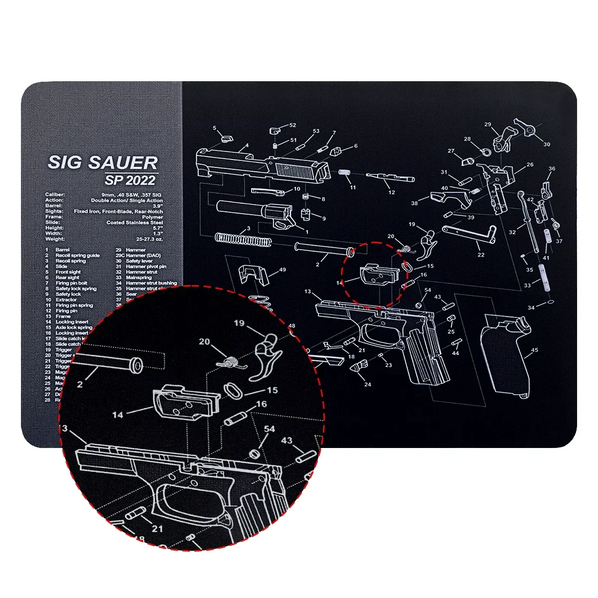Gun Cleaning Rubber Mat Mouse Pad Parts Diagram For AR15 AK47 Remington 870 GLOCK CZ-75 SIG SAUER P220 P226 P229 P320 P365 1911