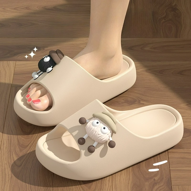 

Cute Cartoon Women's Slippers 2026 New Indoor Home Women's Slippers Summer Bathroom Thick-bottomed Non-slip Slippers for Women