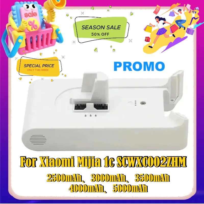 

2500/3000/3500/400/5000mAh for Xiaomi Mijia Handheld Cordless Vacuum Cleaner Accessories 1C SCWXCQ02ZHM Replacement Battery