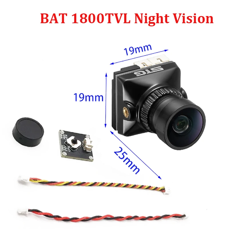 

JINJIEAN BAT 1800TVL FPV камера ночного видения с объективом 2,1 мм, датчик 1/2,8 D-WDR NTSC/PAL, переключаемая для рамы гоночного дрона на радиоуправлении