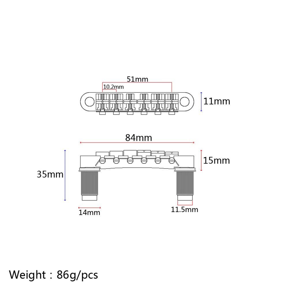 

Wraparound Guitar Bridge Saddle Tailpiece Combo for Electric Guitar Replacement Parts Accessories (Black)