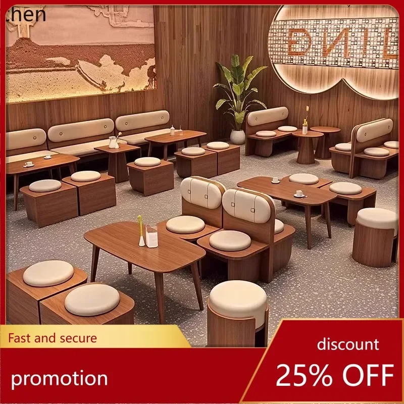 i5.21 Solid Wood Wall-Mounted Cafe Table and Chairs Simple Leisure Meeting Area Table and Chair Set