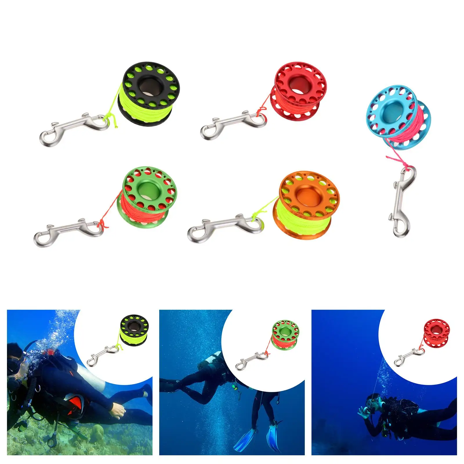 Gulungan selam Scuba, Reel selam Scuba, gulungan pancing Wreck Finger Cave Spool untuk Snorkeling