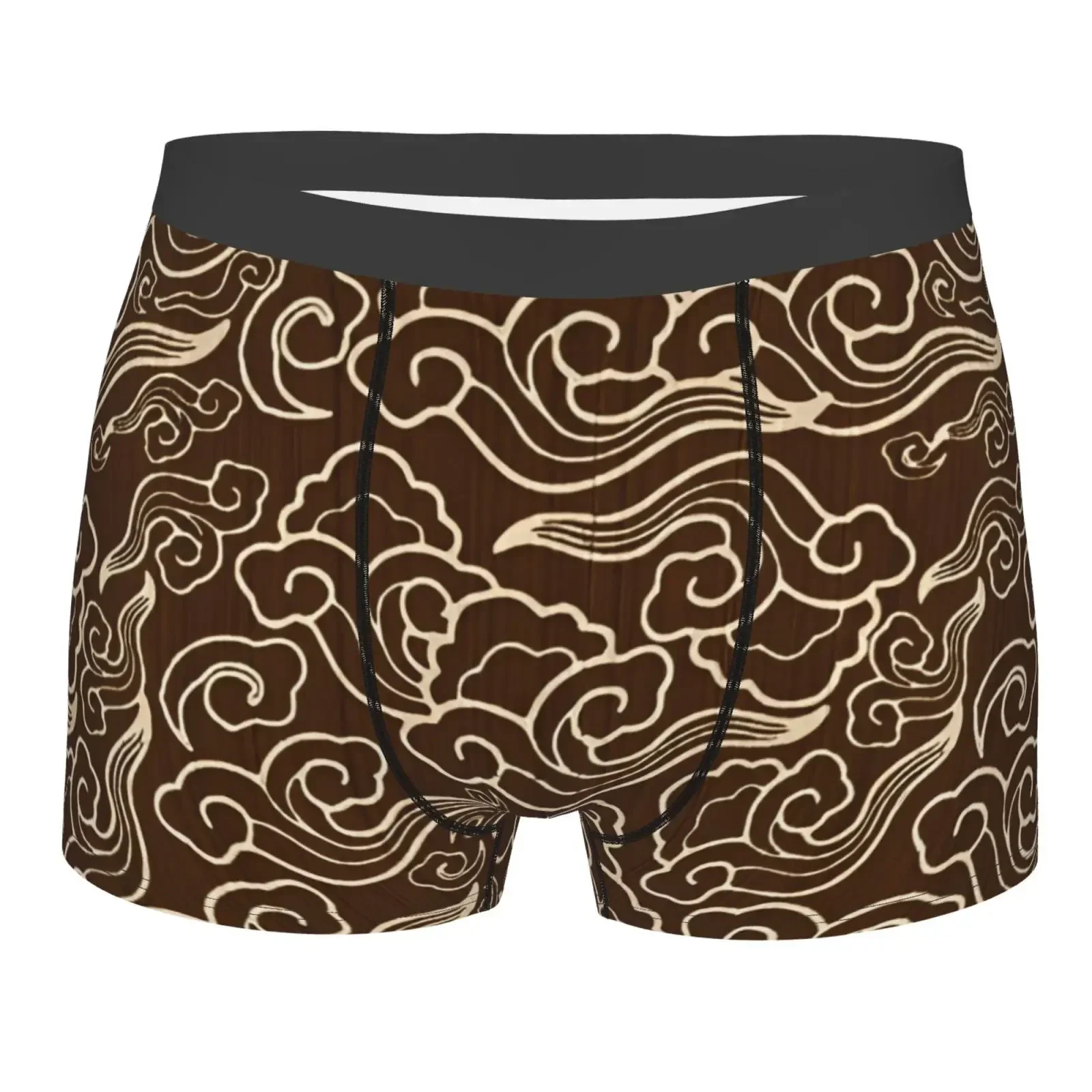 Japanese Style Ocean Wave Print Men Underwear Boxers Men's Novelty Underpant Breathable Printed Male Underpants Man Boxer Briefs