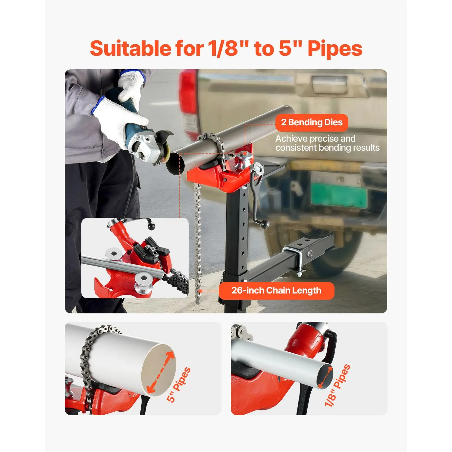 Heavy-Duty Pipe Chain Vise, 1/8