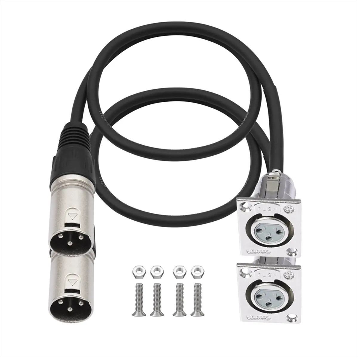 & L72A  2 Pack D Type XLR Cable , Pass Through Connector, D XLR Female to Male for Premium Stage Box, Patch Panel,Panel Mount