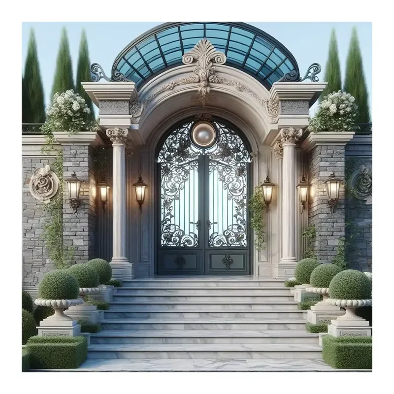 Modern Black Metal Frame Full Height Turnstile Simple Main Grill Fence Gates Designs for Houses