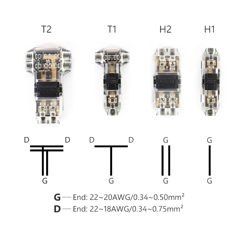 2Pin Pluggable Wire Connector Quick Splice Electrical Cable Crimp Auto Terminals for Wires Wiring 8-22AWG LED Car Connectors