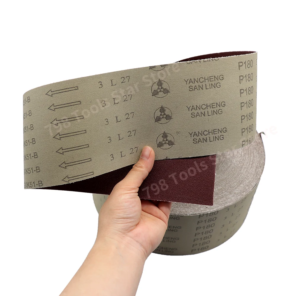 1m 4 Zoll breite durchgehende Schleifpapier rolle Schleifpapier rolle mit Körnung 60-600, hartes Tuch, das Aluminiumoxid-Schleif mittel für die Holz bearbeitung trägt