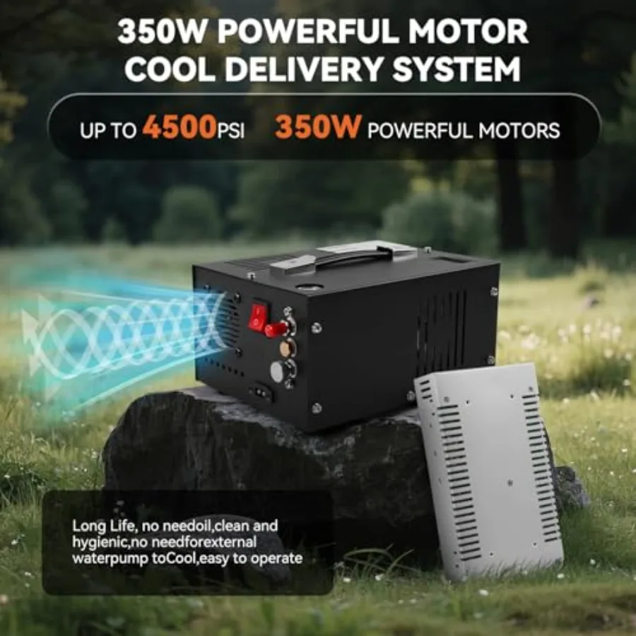 ضاغط هواء PCP عالي الأداء 350 وات مع مخرج 4500 رطل لكل بوصة مربعة 30 ميجا باسكال جهد مزدوج 12 فولت تيار مستمر 110 فولت مصدر طاقة تيار متردد خالي من الزيت و WaterFre #4