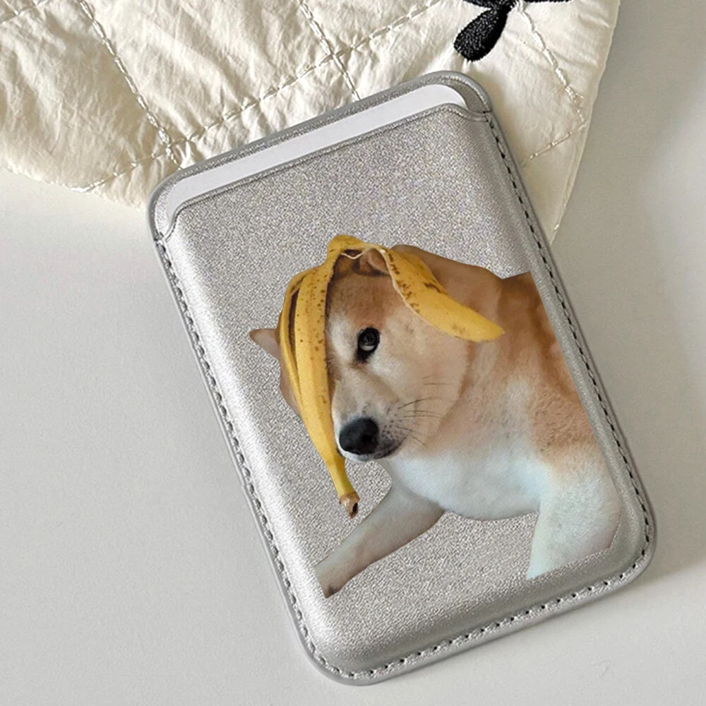 Niedliche Shiba Inu Leder-Kartenhülle für Magnetische Hüllen, Geeignet für alle iPhone Magsafe Karten-Handyhüllen – Detail 1