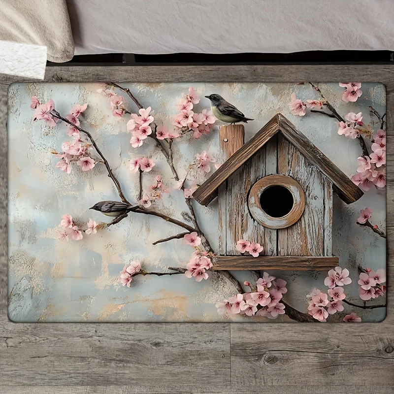 

Цельный винтажный коврик с цветочным принтом, полиэфирная ткань, можно стирать в машине, подходит для спальни, гостиной, прихожей.