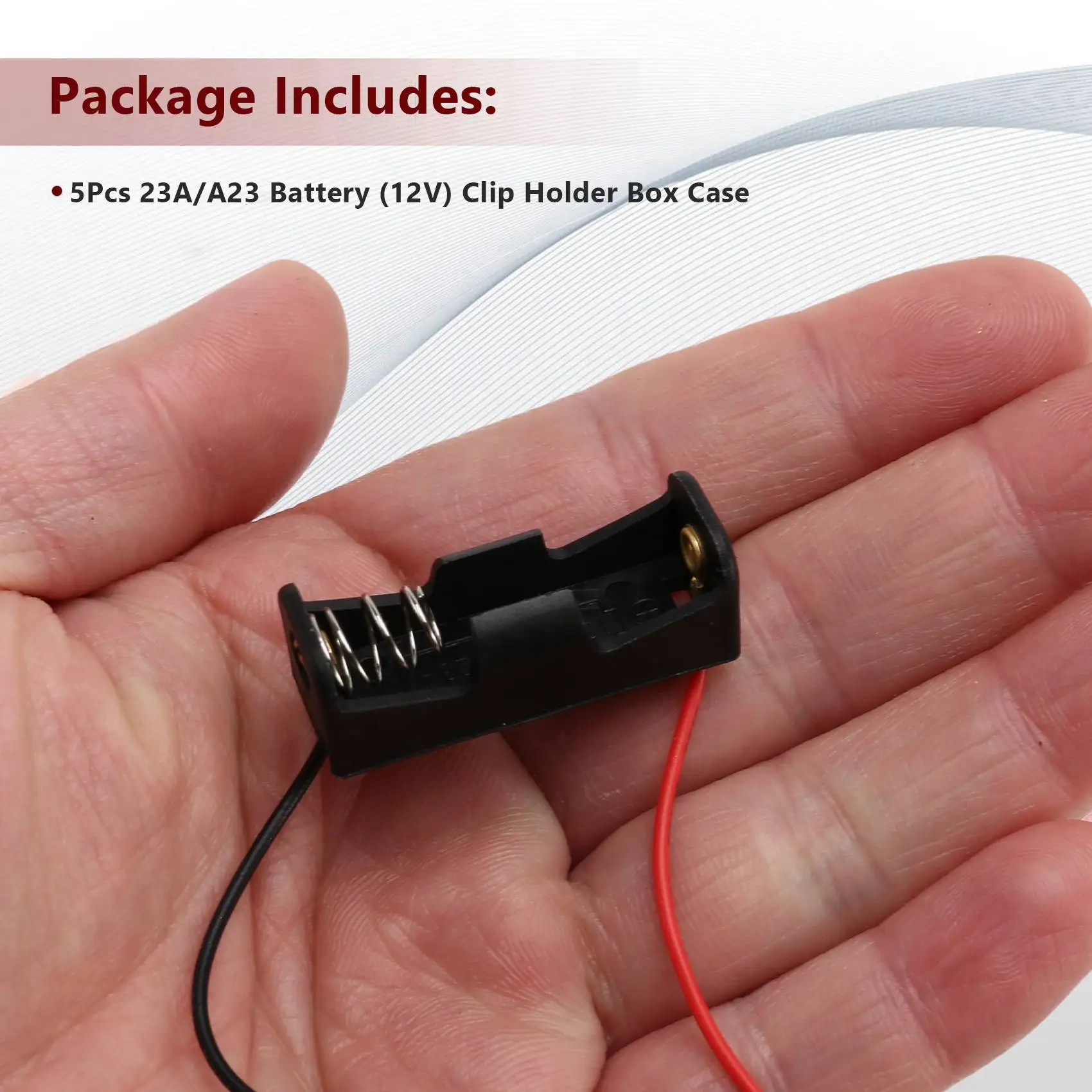 ABBG-5Pcs 23A/A23 Battery (12V) Clip Holder Box Case Black