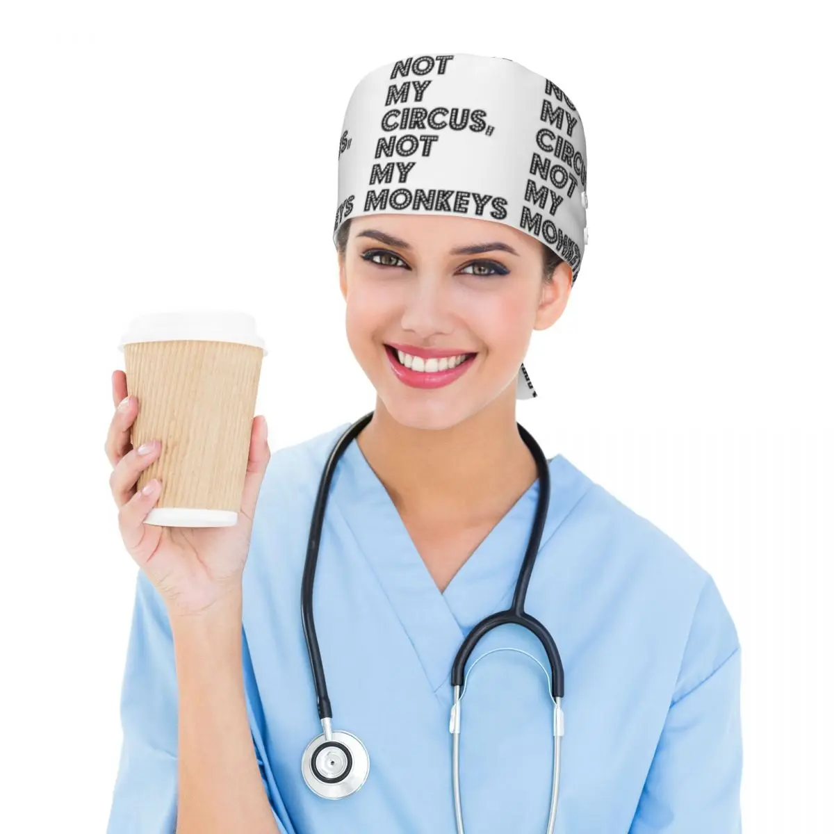 Not My Circus Not My Monkeys Funny Scrub Hat Doctor Working Surgical Cap Unisex Adjustable Nursing Caps for Dentist