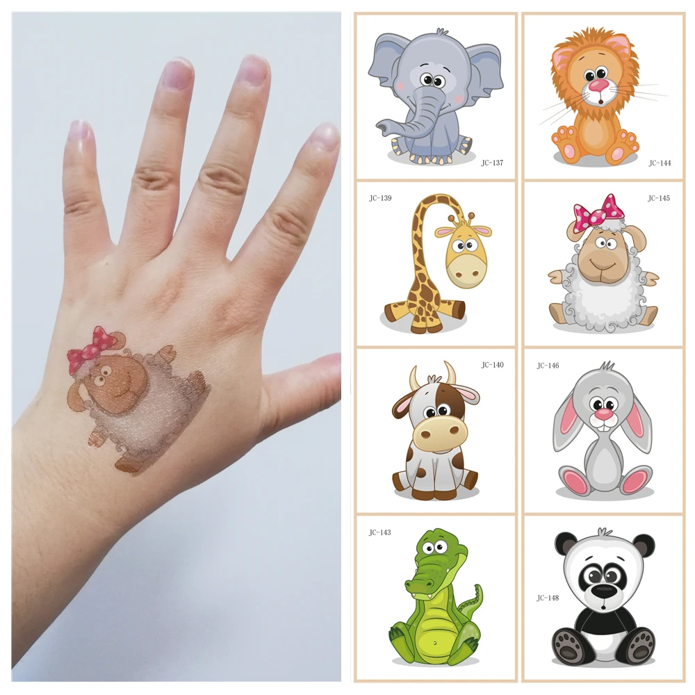 15pcs/Set No Repeated Animal Temporary Tattoos Cartoon Stickers Kids Gift Waterproof Boy Girl Disposable tatouage temporaire