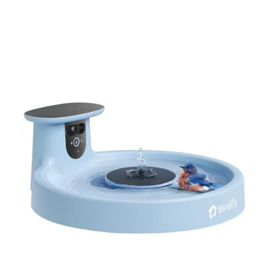 Solar Powered Smart Bird Bath with Fountain and Dual-Lens Camera for Wildbird Watching Auto Capture Bird Videos with Motion Det