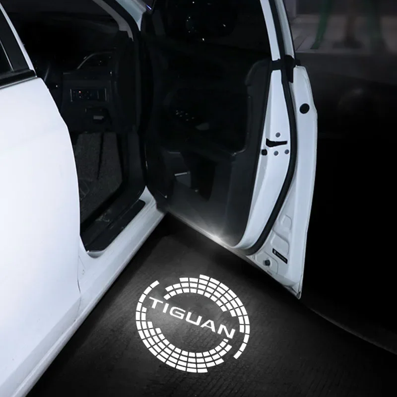 2Pcs LED Car Door Welcome Light Logo Courtesy Ghost Shadow Projector Lamp For VW Tiguan 2010‑2017 Car Decor Accessories