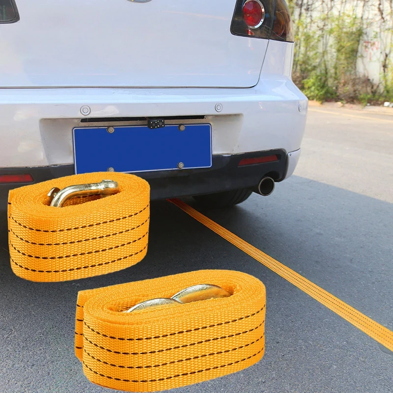 

3M Heavy Duty 3 Ton Car Tow Cable Towing Pull Rope Strap with Hooks Portable Self-driving Tourism Heavy Duty Rescue Rope