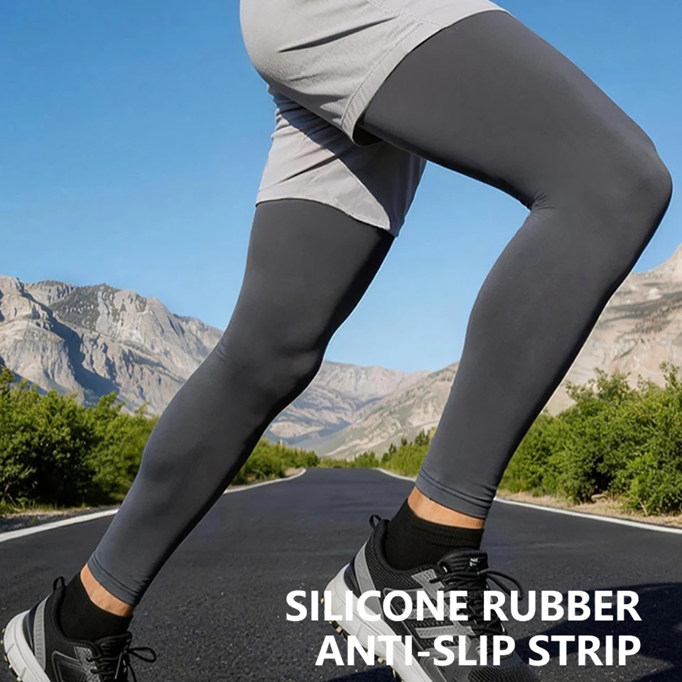 KoKossi 1PCS Summer Sports Leg Sleeves UV Protection Non-Slip Ice Silk Compression Cooling Gear Cycling Running Football Unisex