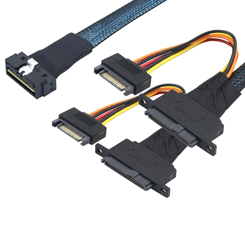 

PCI-E Slimline LP Низкопрофильный SFF-8654 8I 74P до 2X SFF-8639 U.2 U2 с питанием 15P SATA для кабеля SSD NVME