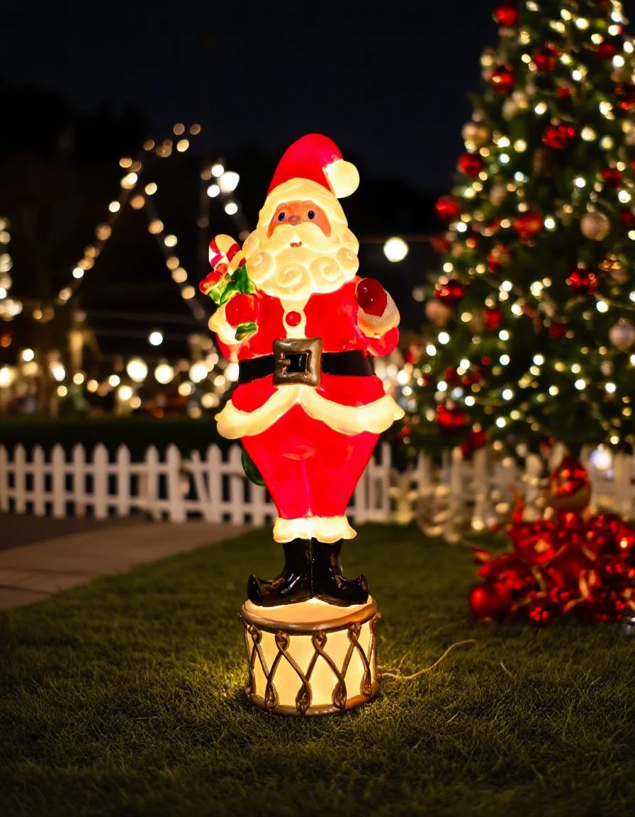 Outdoor Waterproof LED Santa Claus Sculpture Light Christmas Yard Decoration Lawn Ornament Lighting Display