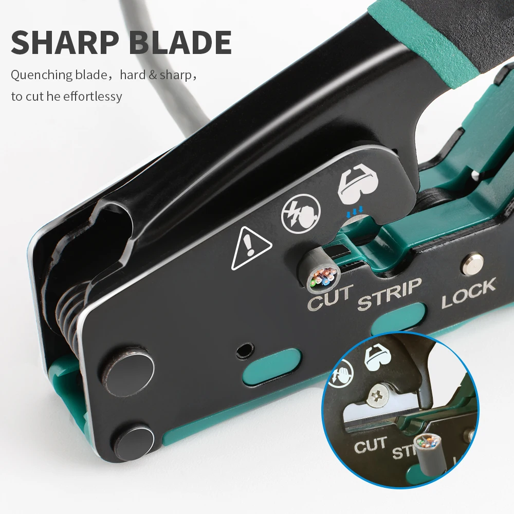 أداة تجعيد RJ45 RJ12/11 أداة تجعيد ذو طيات المكشكش من خلال إيثرنت لموصلات Cat6 Cat5 Cat5e RJ45