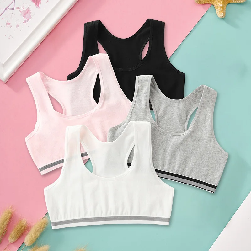 Girls Cotton Training Bras Children Puberty Wireless Underwear Kids Sport Vests Teenage Camisoles Students Underclothes view 6