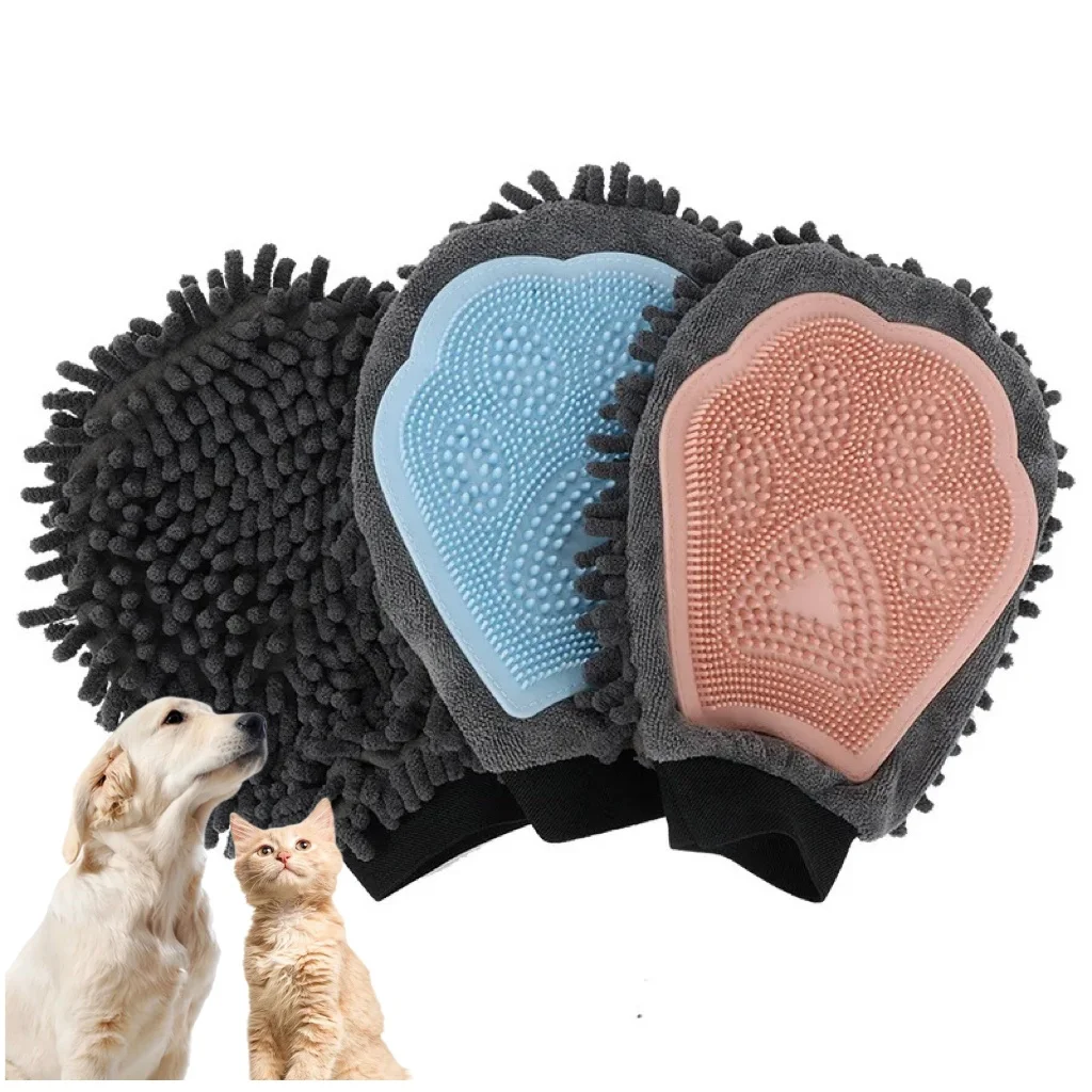 

Pet Grooming Cleaning Gloves Dog Bathing Drying Mitt Gentle Deshedding Shampoo Gel Scrubber Fur Bathing Glove