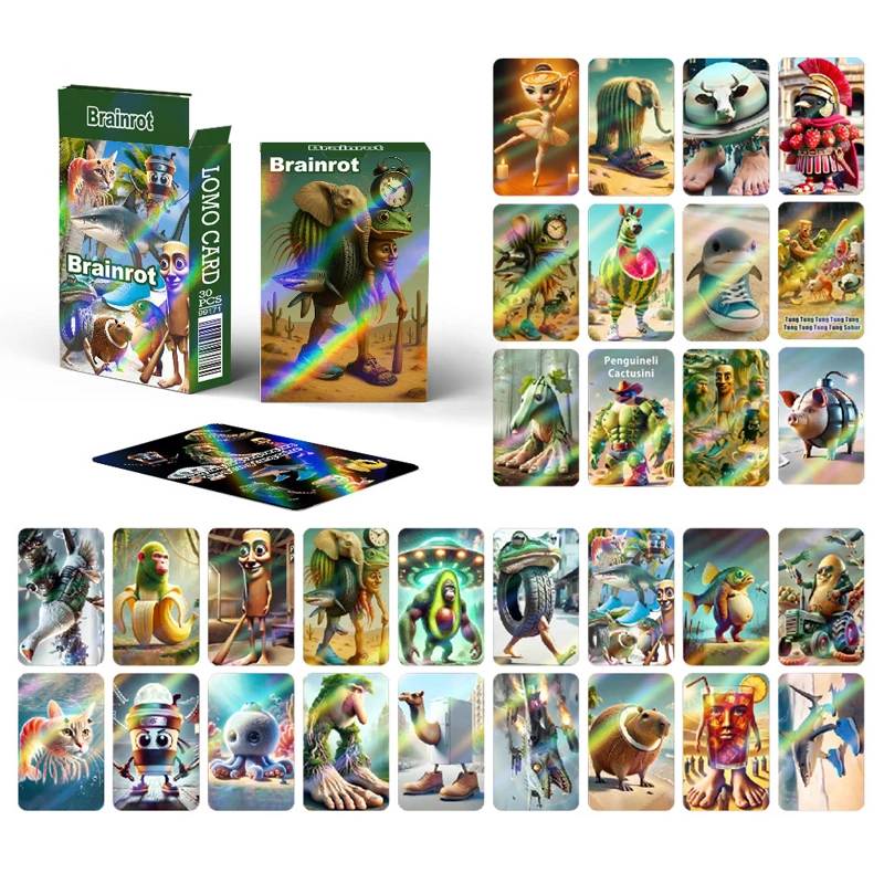 30 قطعة تونغ تونغ تونغ صحور Tralalero Tralala لعبة ببطاقات ورقية لعبة الدماغ الإيطالي الكلاسيكية من الجبال والبحار بطاقة الليزر لومو بطاقات #3