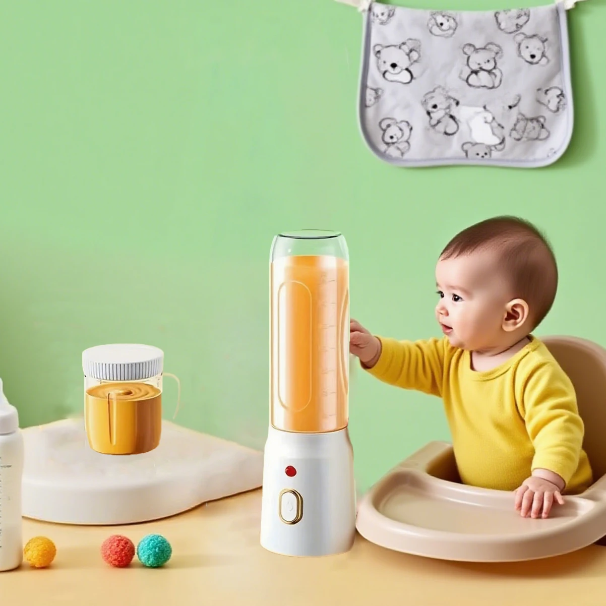 صانع أغذية الأطفال الجديد، خلاط محمول قابل لإعادة الشحن عبر USB لتنقية الرضع، وتكسير الثلج، والعصير المنزلي ووجبات الأطفال الصغار