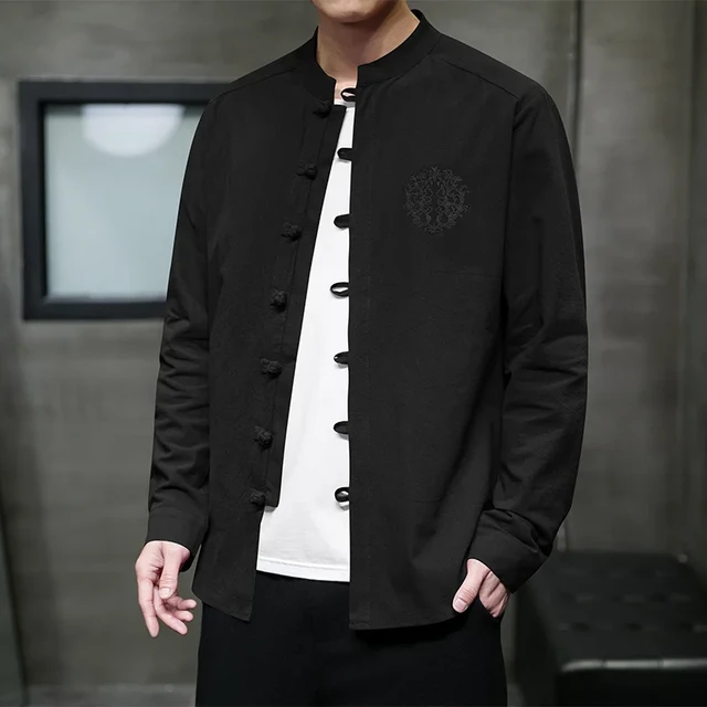 Camisa bordada de estilo chino para hombre ropa de calle a la moda Harajuku japones de manga larga 5XL AliExpress