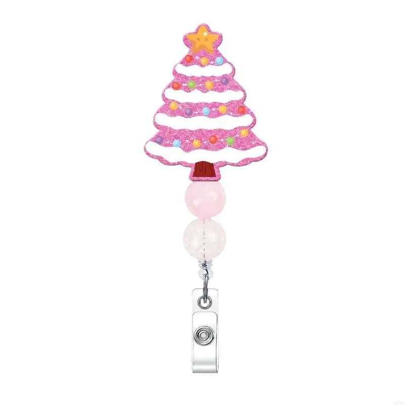 Acrylic Accent Christmas Badge Reels with Strap and Clip