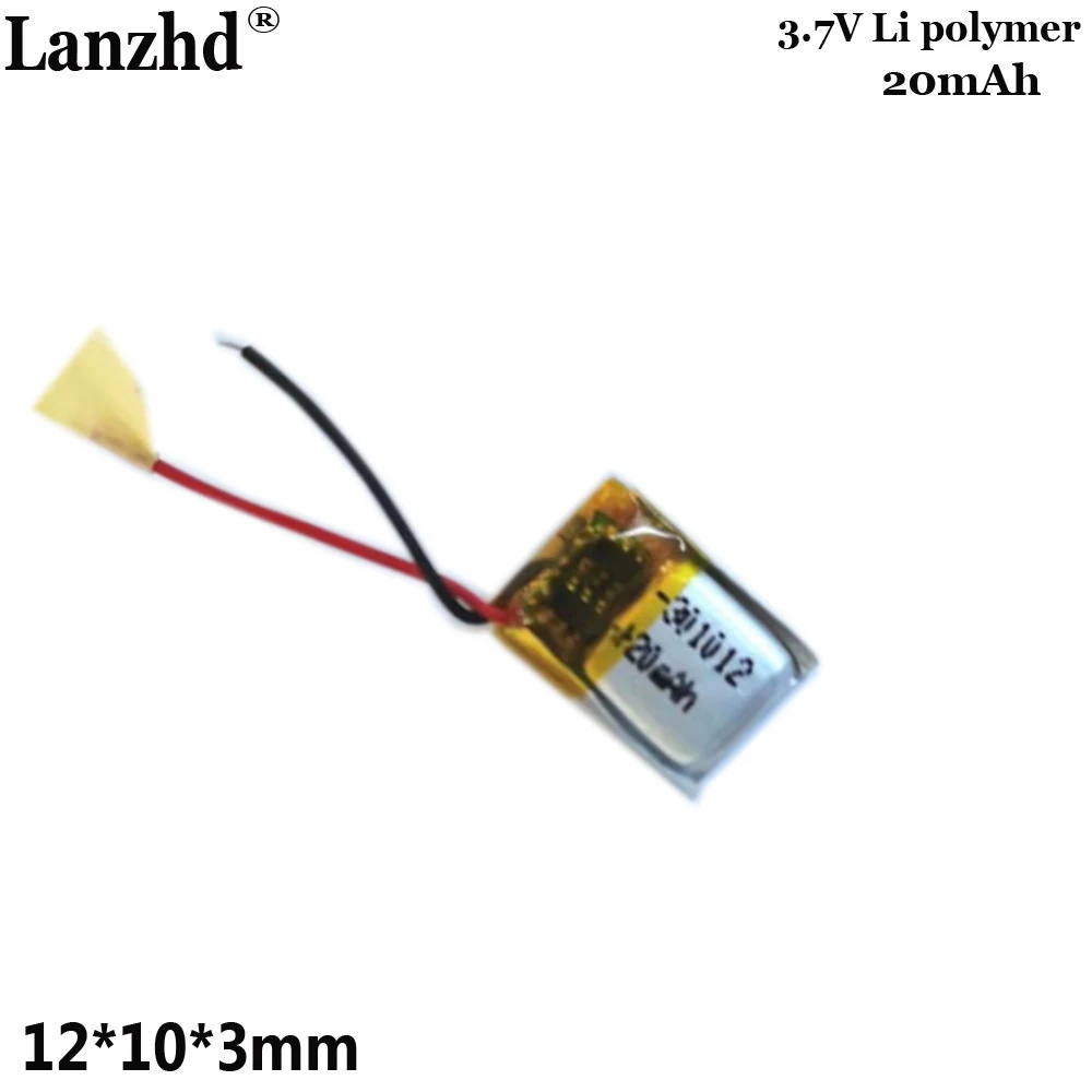 3.7V Polymer Lithium Battery 301012 20mAh for Bluetooth Headphones Small Battery Sports Smart Wearable Battery