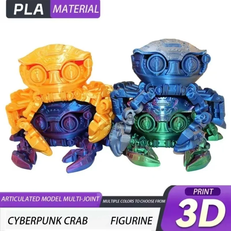

3D Printing PLA Mechanical Crab Ornament Joint Movable Novelty Anti-stress Figurine Miniature Desk Decor Birthday Gift